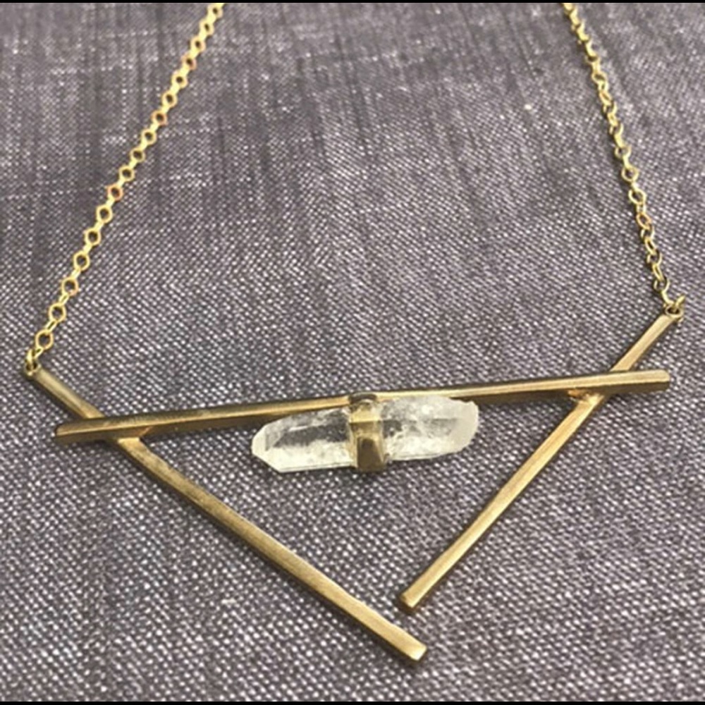 Raw Quartz Crystal Cradle Necklace-NWT-Boutique
